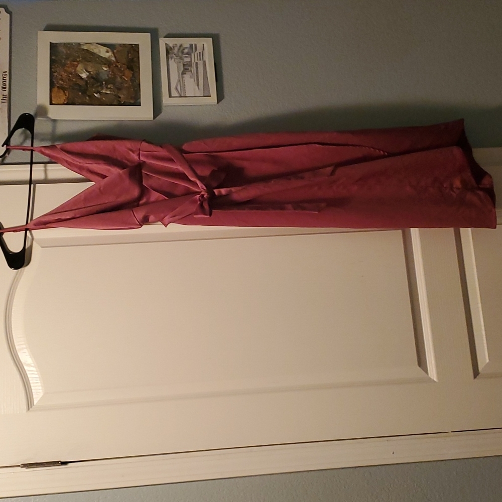 Pink satin midi dress